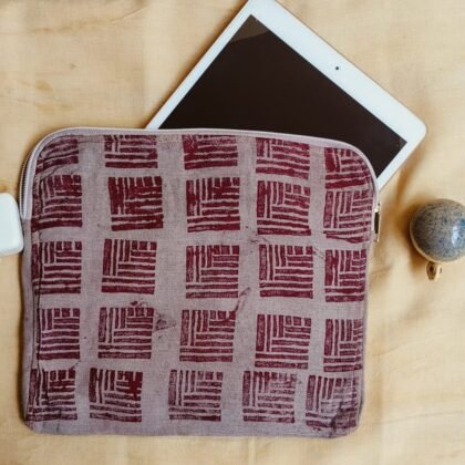 Natural dyed and block printed square