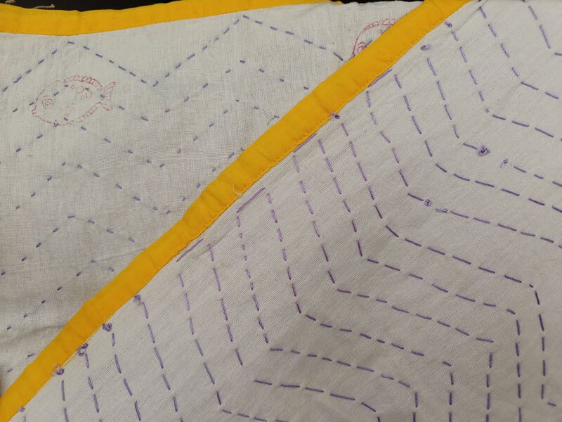 red print fish baby quilt