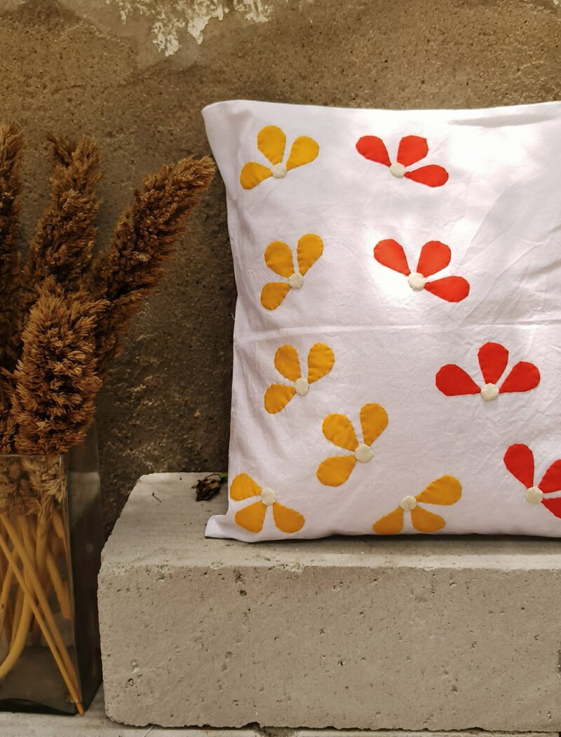 Cushion-Covers-Applique-Clovers-Red-n-Yellow
