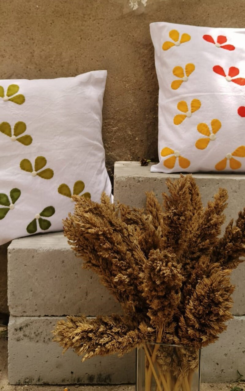 Cushion-Covers-Applique-Clovers-Red-n-Yellow