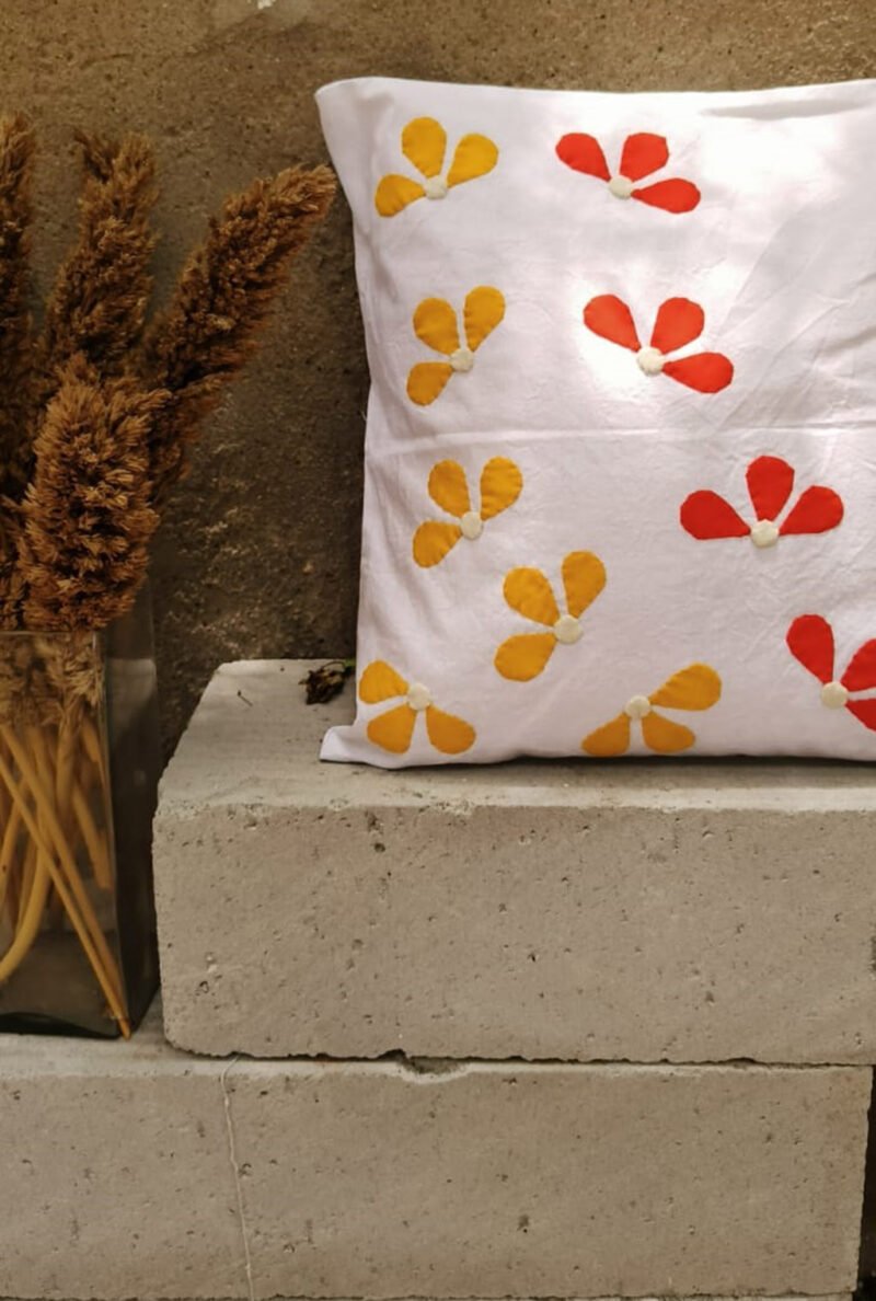 Cushion-Covers-Applique-Clovers-Red-n-Yellow